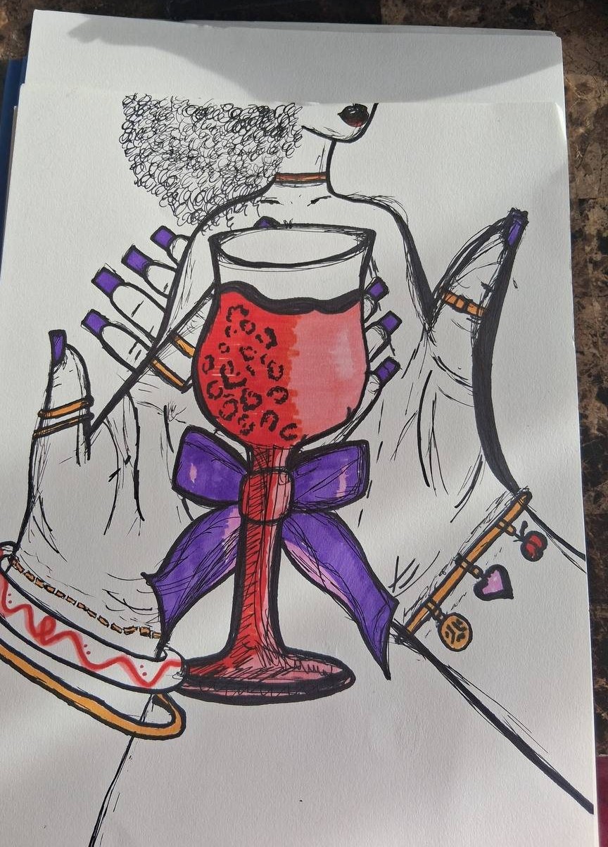 Original wine-glass illustration by Vondiyaa